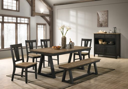 Intercon Harper Brushed Brown and Pecan Dining Bench - Image 3