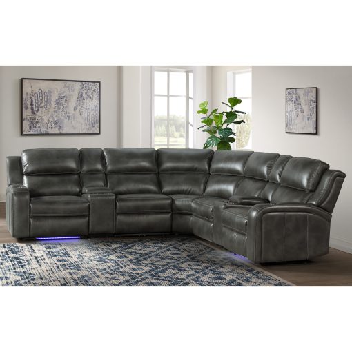 Intercon Silhouette Dual-Power Sectional Set | Bolero Slate - Image 5