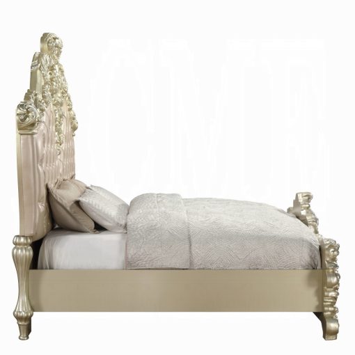 Acme Vatican Synthetic Leather Light Gold & Champagne Silver Eastern King Bed - Image 3