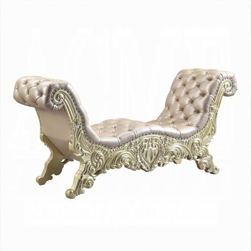 Acme Vatican Synthetic Leather Light Gold & Champagne Silver Bench - Image 2