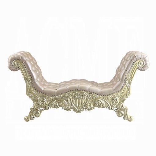 Acme Vatican Synthetic Leather Light Gold & Champagne Silver Bench - Image 3