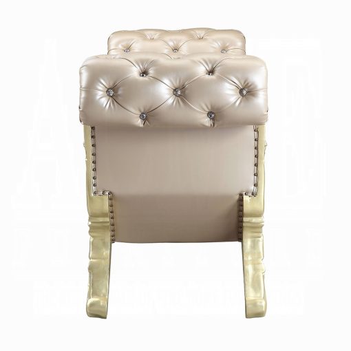 Acme Vatican Synthetic Leather Light Gold & Champagne Silver Bench - Image 4