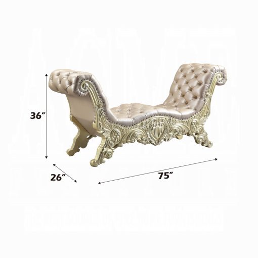 Acme Vatican Synthetic Leather Light Gold & Champagne Silver Bench - Image 5