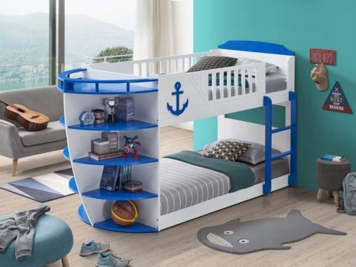 Acme Neptune Sky Blue & White Twin/Twin Bunk Bed