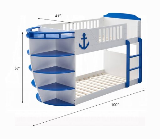 Acme Neptune Sky Blue & White Twin/Twin Bunk Bed - Image 6