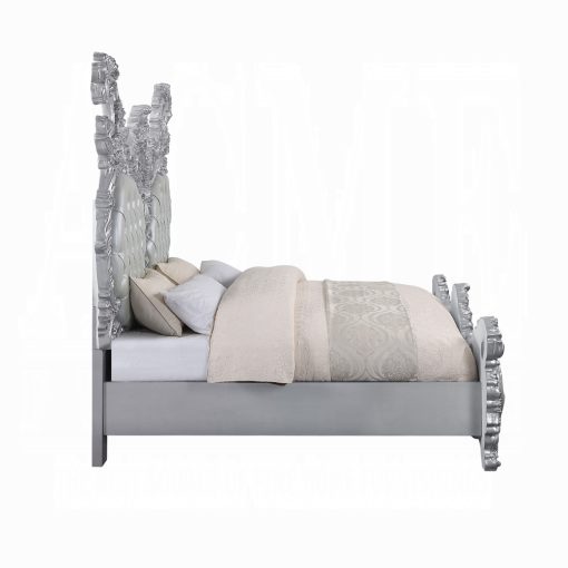 Acme Valkyrie Synthetic Leather & Antique Platinum EK Bed - Image 5