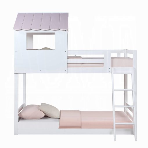 Acme Solenne White & Pink Twin/Twin Bunk Bed - Image 3