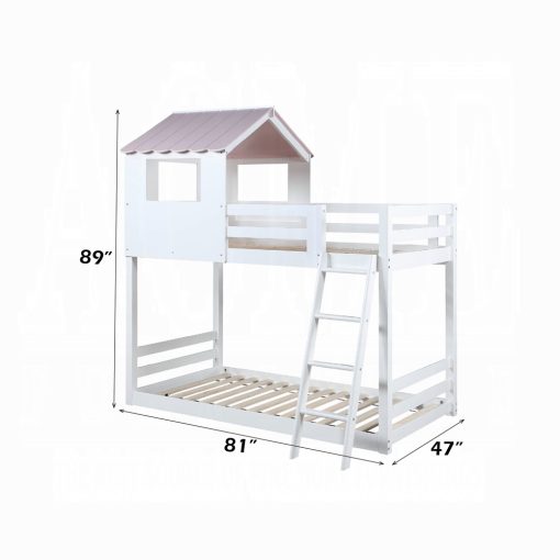 Acme Solenne White & Pink Twin/Twin Bunk Bed - Image 6