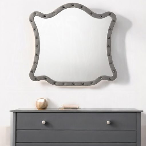 Acme Perine Gray Velvet Mirror - Image 2