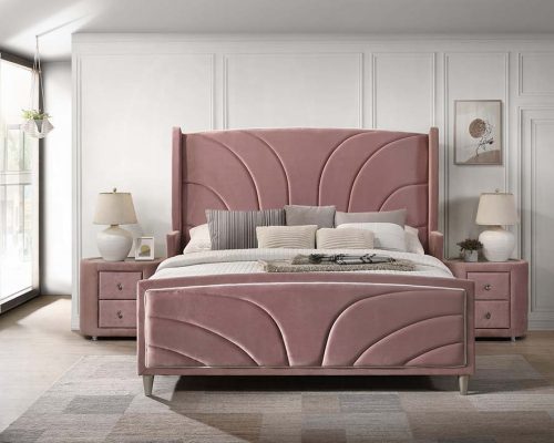 Acme Salonia Pink Velvet Bed
