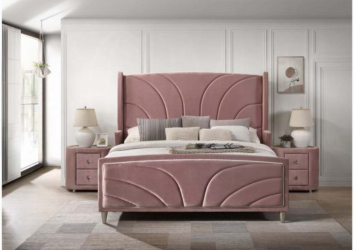 Acme Salonia Pink Velvet Bed