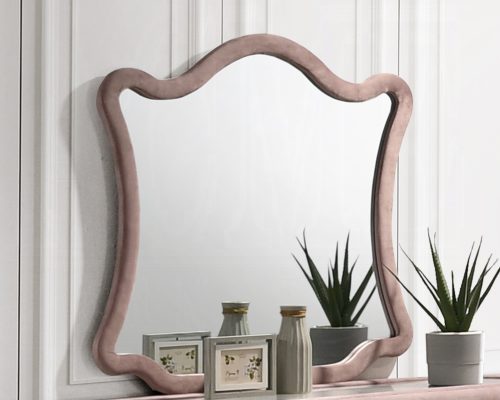 Acme Salonia Pink Velvet Mirror