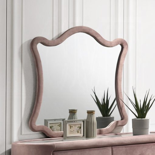 Acme Salonia Pink Velvet Mirror