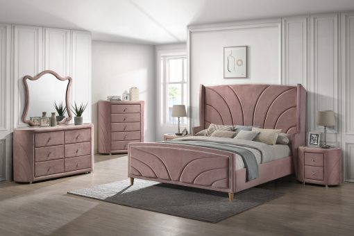 Acme Salonia Pink Velvet Mirror - Image 3