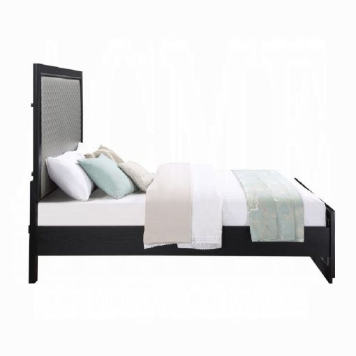 Acme Nicola Silver Synthetic Leather & Black EK Bed - Image 4