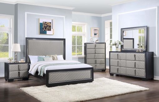 Acme Nicola Silver Synthetic Leather & Black Mirror