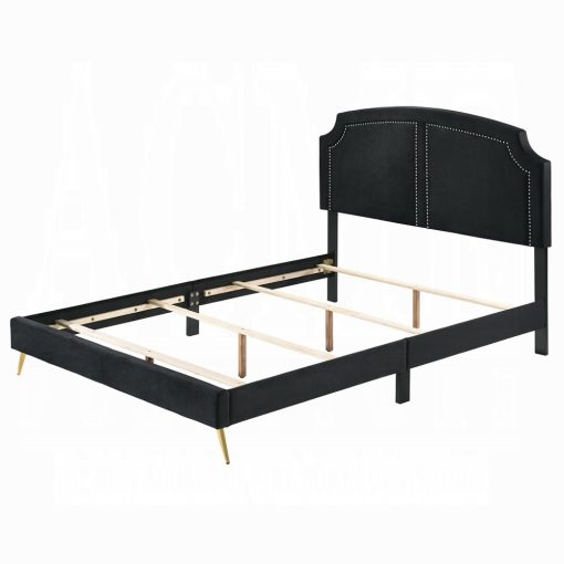 Acme Zeena Black Velvet Full Bed - Image 2