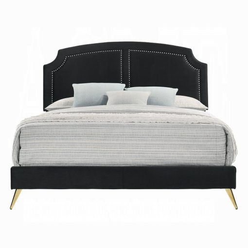 Acme Zeena Black Velvet Full Bed - Image 3