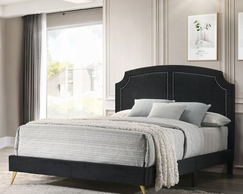 Acme Zeena Black Velvet Full Bed