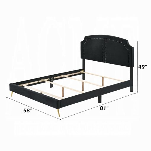 Acme Zeena Black Velvet Full Bed - Image 6