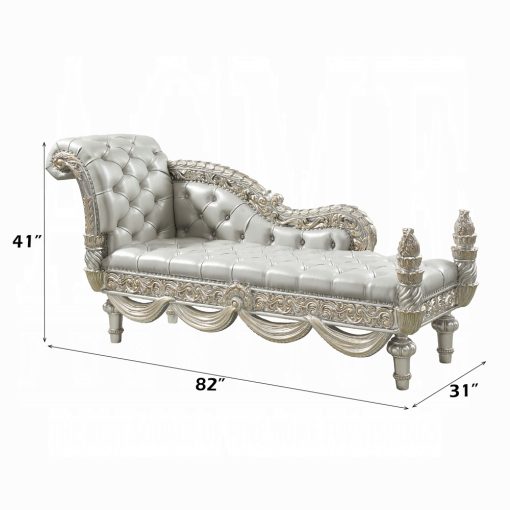 Acme Sandoval Beige Synthetic Leather & Champagne Bench - Image 3