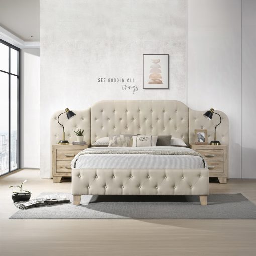 Acme Ranallo Beige Linen & Natural Queen Wall Bed