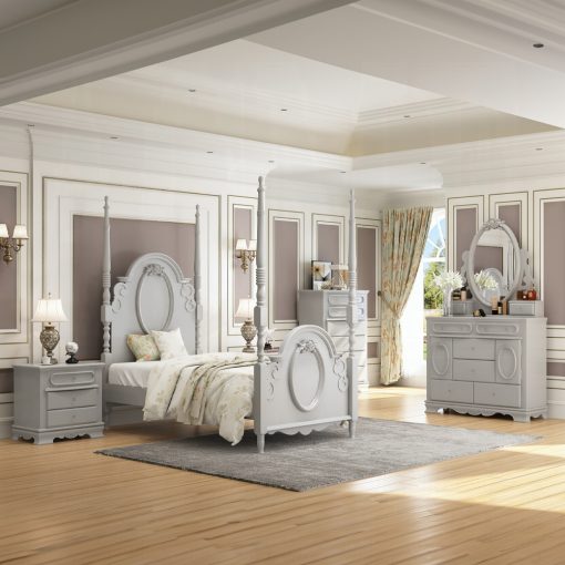Acme Flora Gray Bed with Poster - Image 6