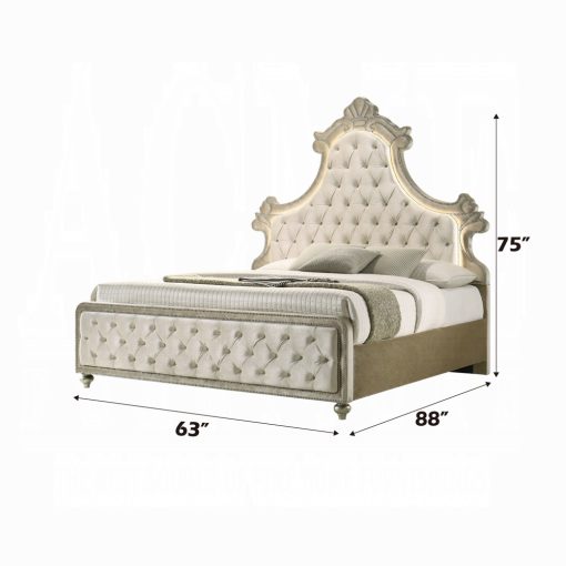 Acme Lucienne Beige Velvet with Led - Image 5