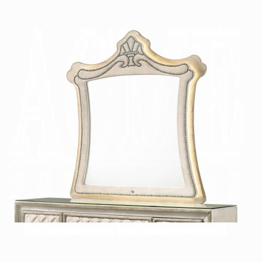 Acme Lucienne Beige Velvet Mirror with Led - Image 2