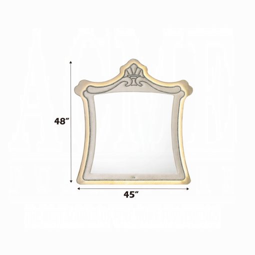 Acme Lucienne Beige Velvet Mirror with Led - Image 5