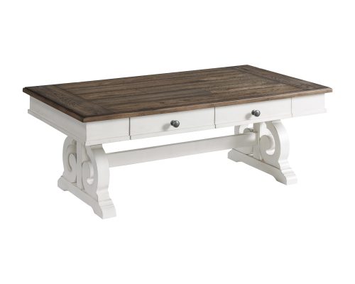 Intercon Drake Rustic White and French Oak Coffee Table