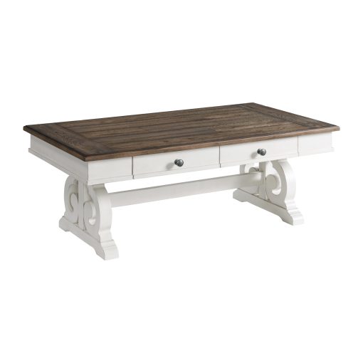 Intercon Drake Rustic White and French Oak Coffee Table