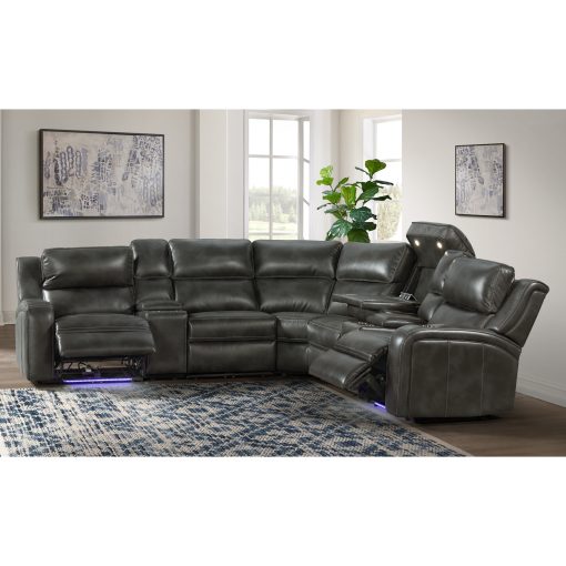 Intercon Silhouette Dual-Power Sectional Set | Bolero Slate - Image 6