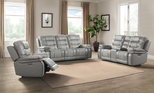 Intercon Cody Dual-Power Loveseat | Light Gray - Image 4