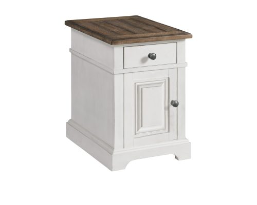 Intercon Drake Rustic White and French Oak Chairside Table