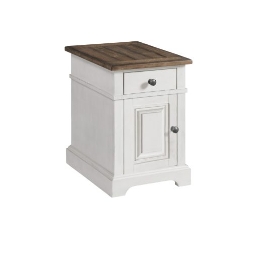 Intercon Drake Rustic White and French Oak Chairside Table