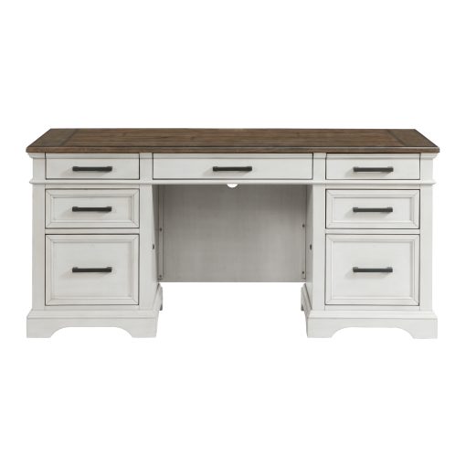 Intercon Drake Rustic White and French Oak Executive Desk - Image 2