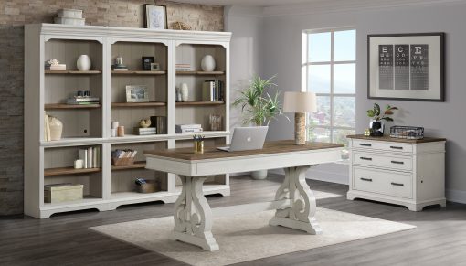 Intercon Drake Rustic White and French Oak 76" Bunching Bookcase - Image 3