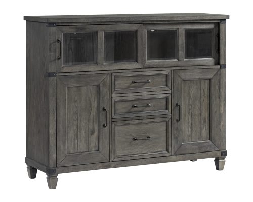 Intercon Foundry Brushed Pewter Sliding Door Cabinet