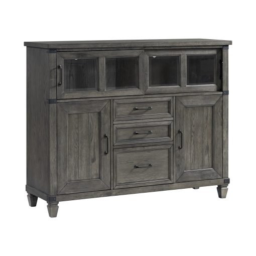 Intercon Foundry Brushed Pewter Sliding Door Cabinet