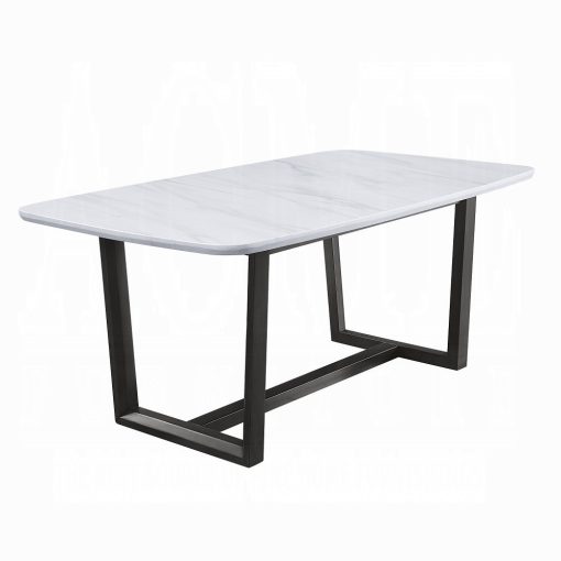Acme Madan Weathered Gray Dining Table with Marble Top - Image 2