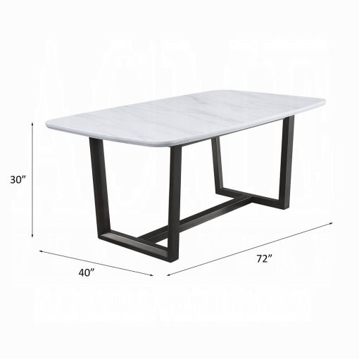 Acme Madan Weathered Gray Dining Table with Marble Top - Image 5