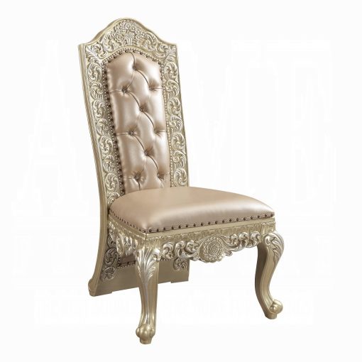 Acme Vatican Synthetic Leather & Champagne Silver Side Chair (Set-2) - Image 2