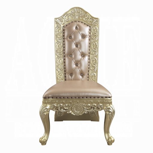 Acme Vatican Synthetic Leather & Champagne Silver Side Chair (Set-2) - Image 3