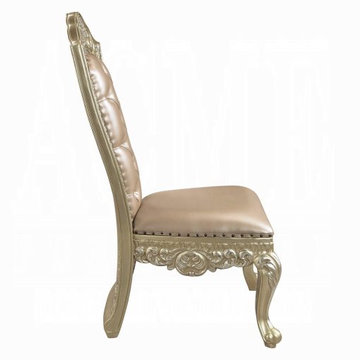Acme Vatican Synthetic Leather & Champagne Silver Side Chair (Set-2) - Image 4