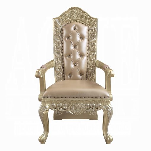 Acme Vatican Synthetic Leather & Champagne Silver Arm Chair (Set-2) - Image 3