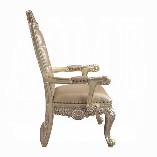 Acme Vatican Synthetic Leather & Champagne Silver Arm Chair (Set-2) - Image 4