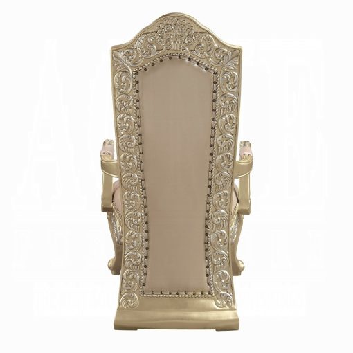 Acme Vatican Synthetic Leather & Champagne Silver Arm Chair (Set-2) - Image 5