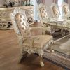 Acme Vatican Synthetic Leather & Champagne Silver Arm Chair (Set-2)