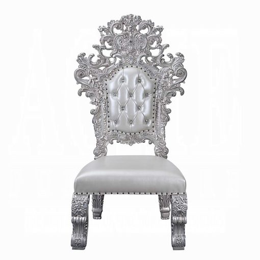 Acme Valkyrie Synthetic Leather & Antique Platinum Side Chair (Set-2) - Image 3